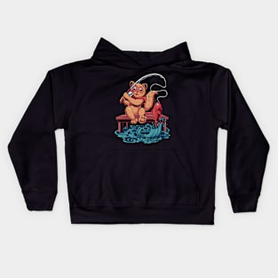 Tanuki the fisherman Kids Hoodie